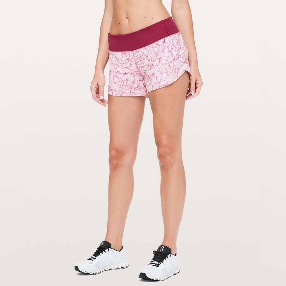 Lululemon Run Times Short II - Floral Bloom White Star Ruby / Star Ruby - Picture 5 of 12